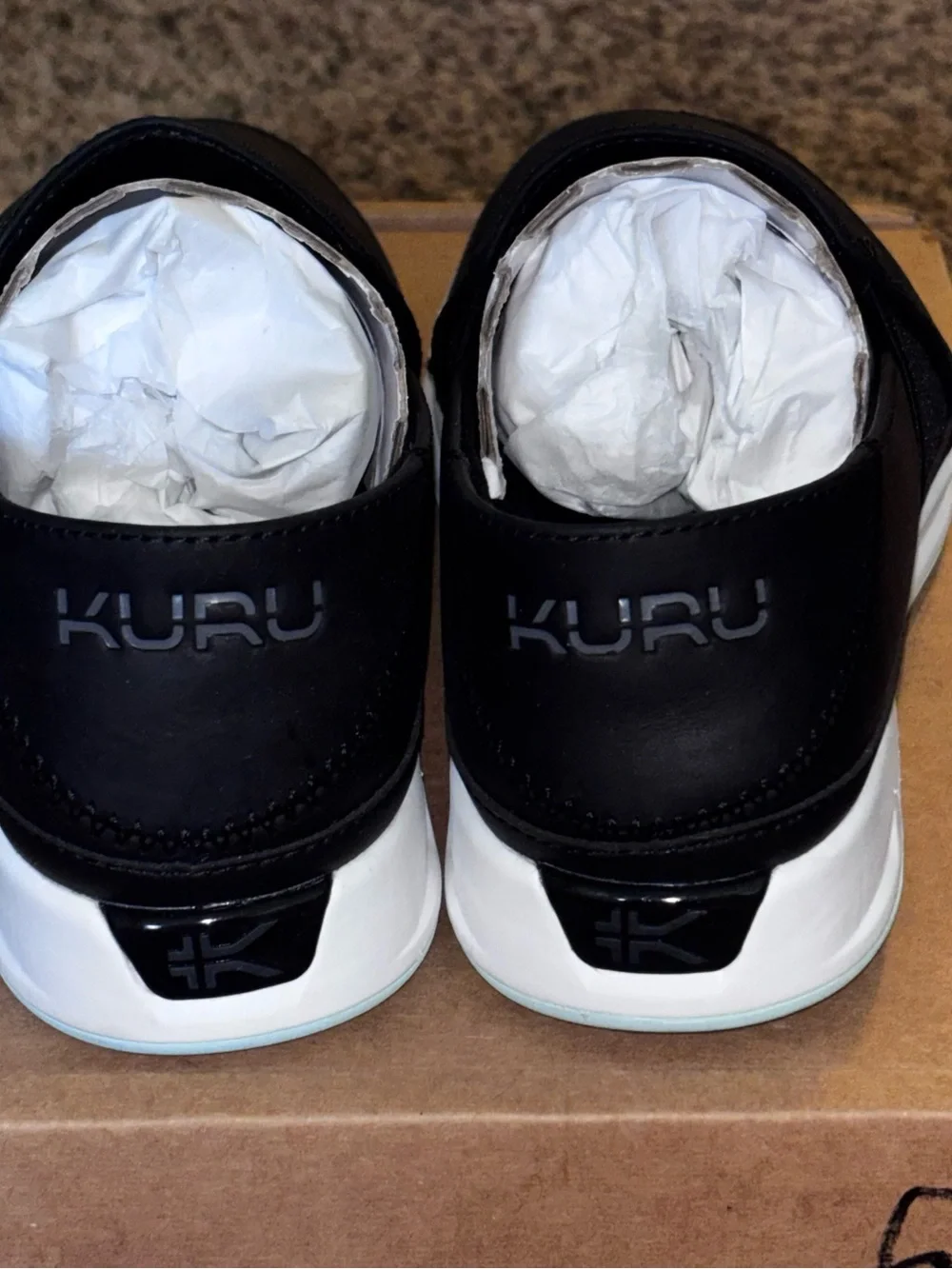 KURU Roam Atla Womens Shoes Size 7.5 Jet Black Classic Leather Slip-On Sneakers